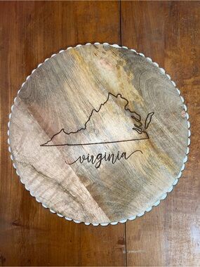 Mary Square Virginia State Wood Serving Board - Natural Wood Tones